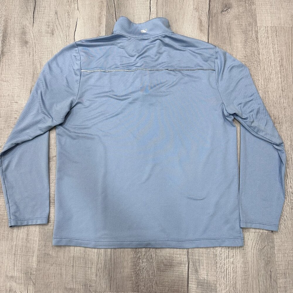 Vineyard Vines Sweatshirt Mens Large Performance 1/4 Zip Pullover Blue Stretch - Picture 9 of 11